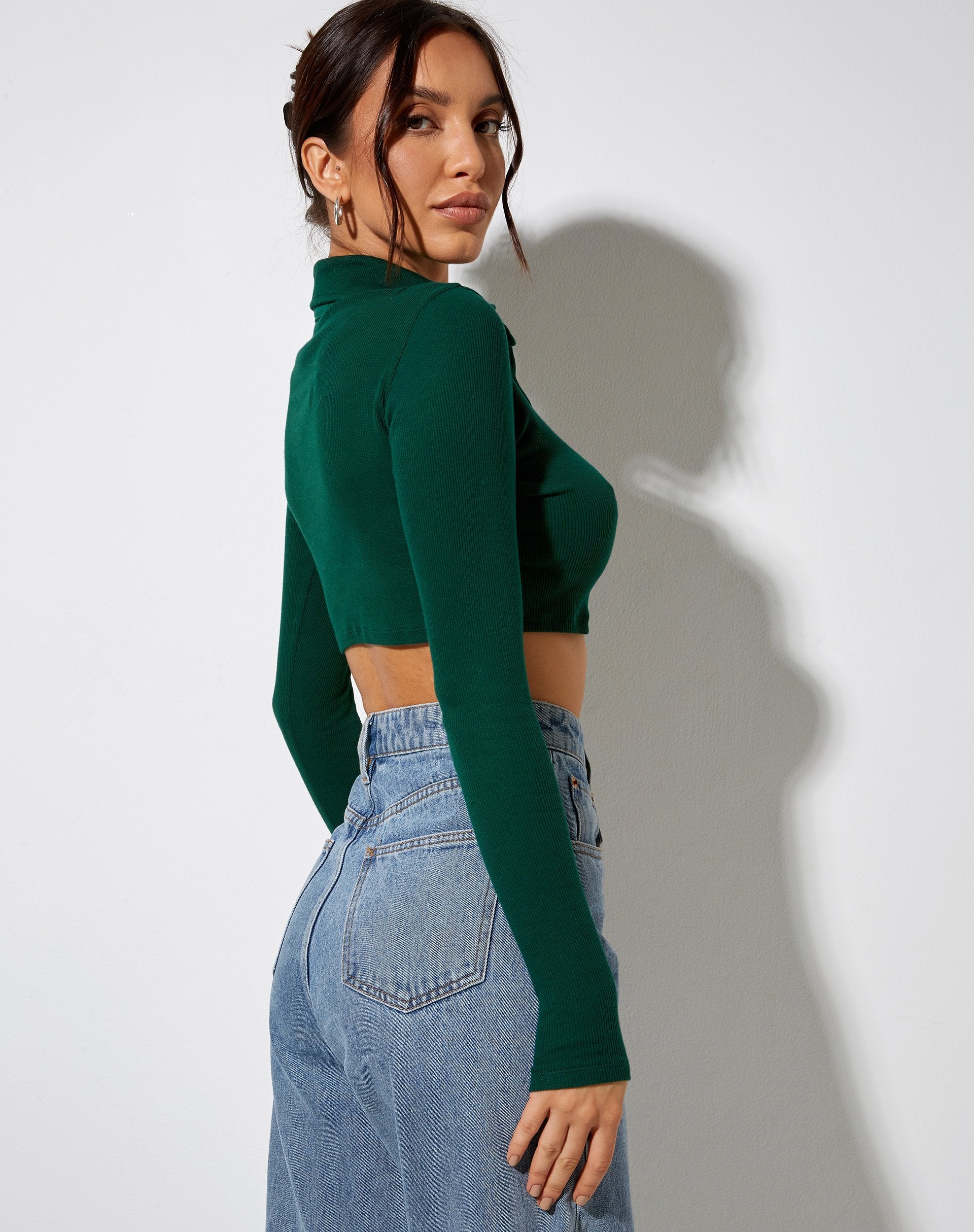 Image de Elody Crop Top in Bottle Green Cupid Gold Embro