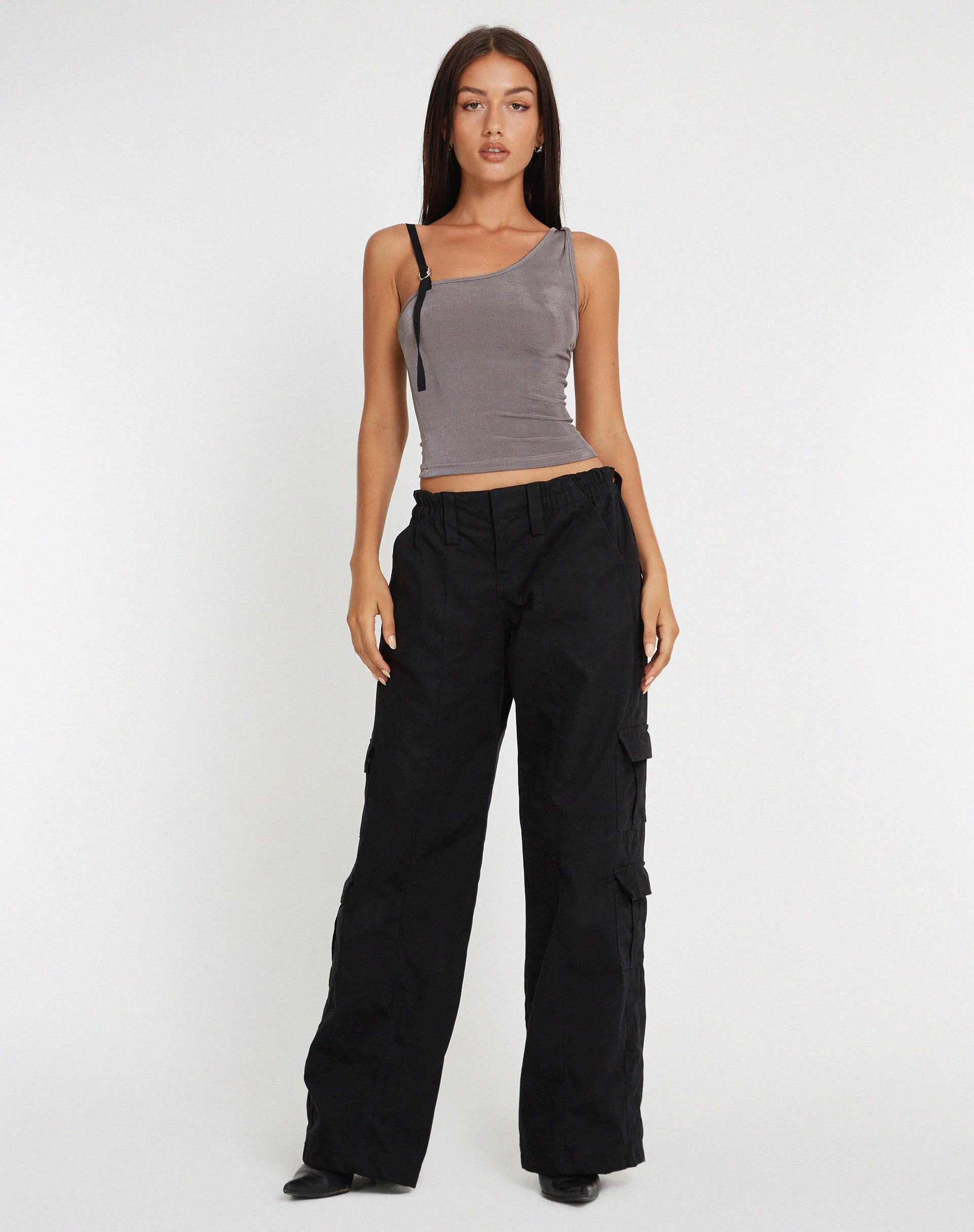 Image de Eltica One Shoulder Crop Top in Grey