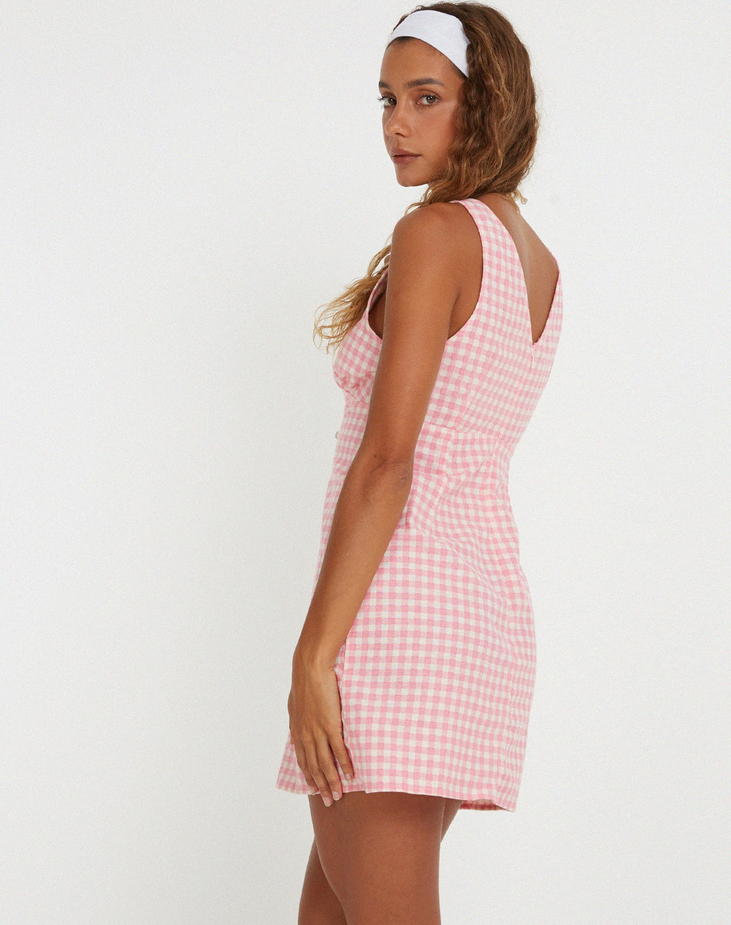 Eluned - Mini robe en vichy rose