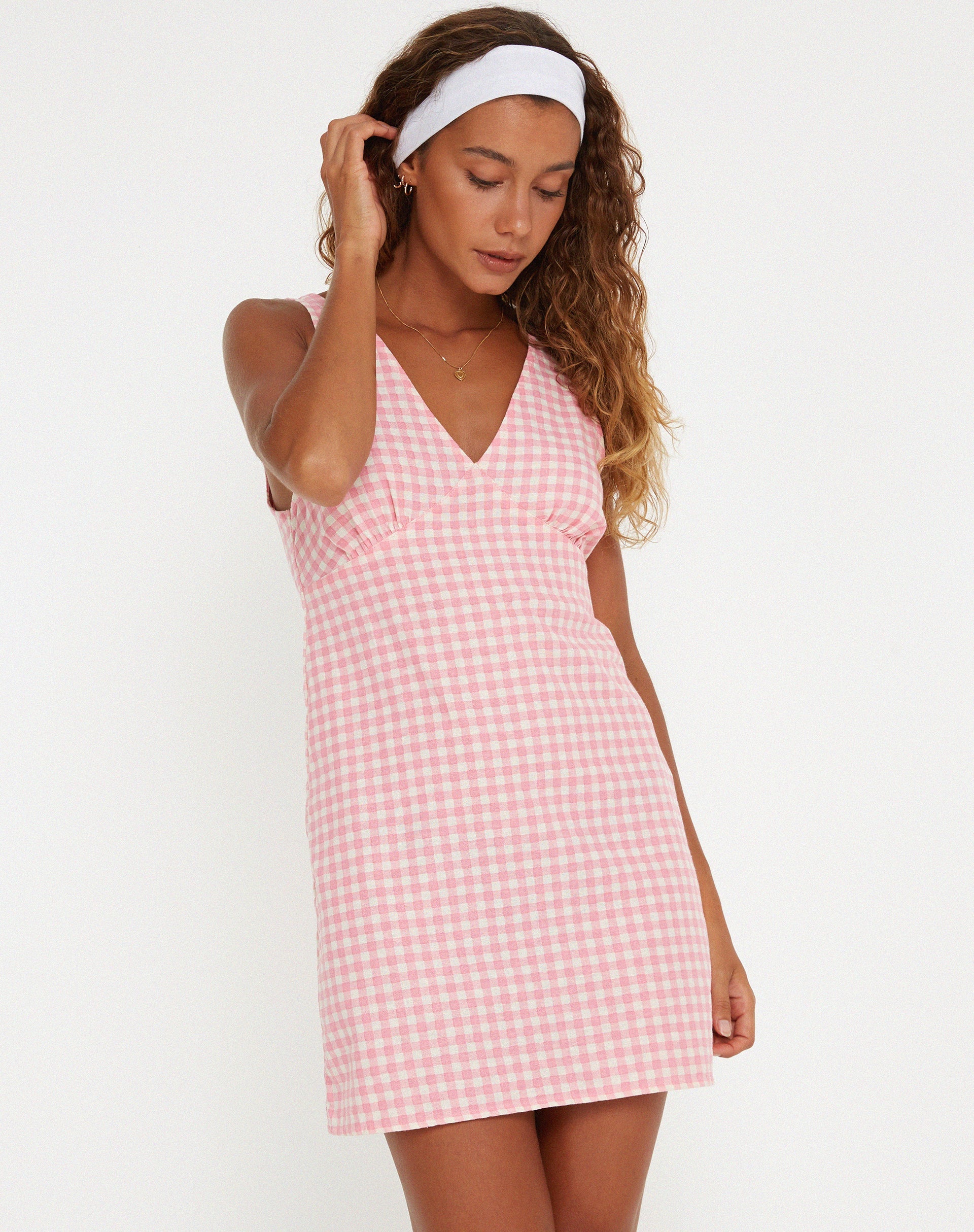 Image de Mini robe Eluned en vichy rose