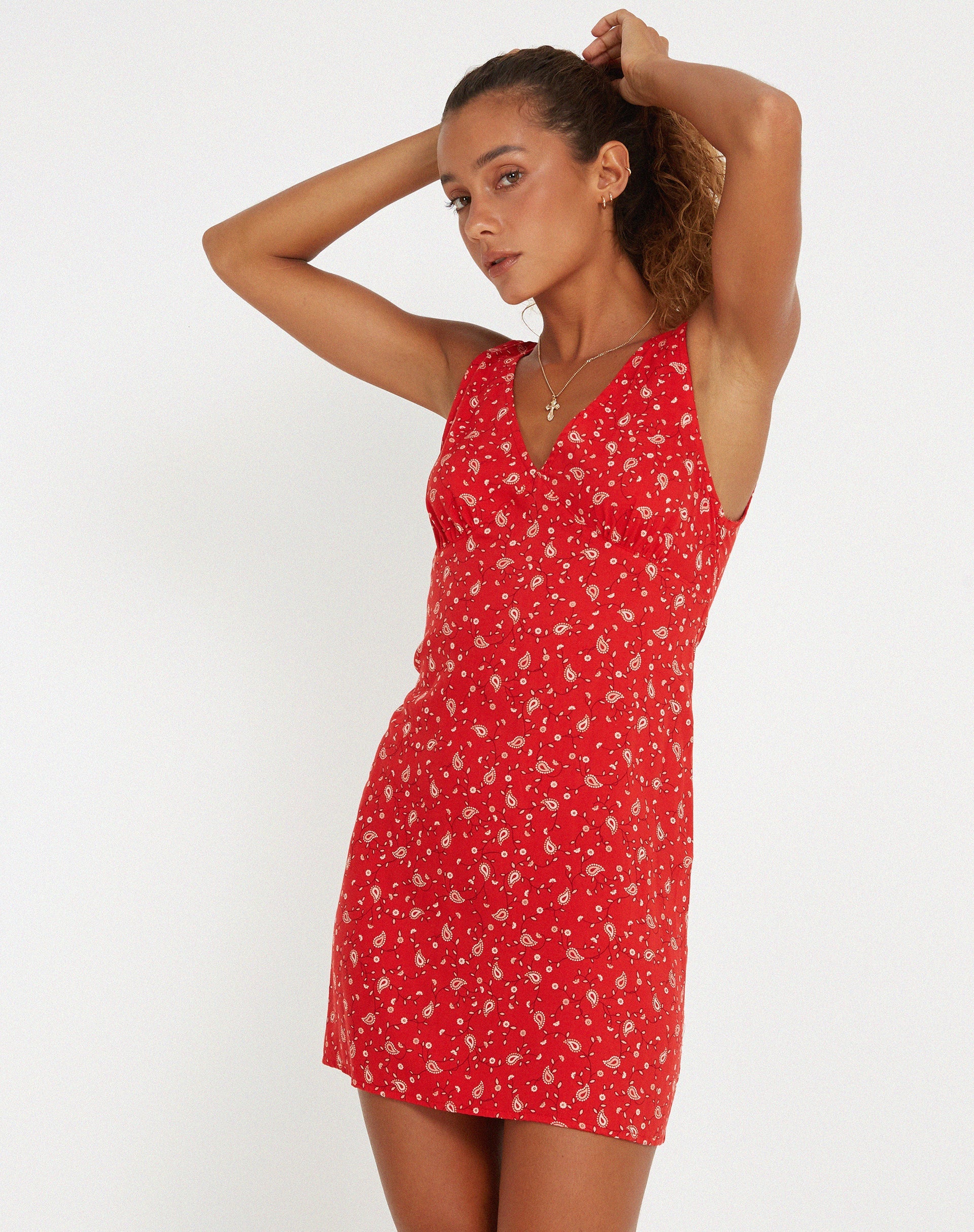 image de Eluned Day Dress in Paisley Fun Red