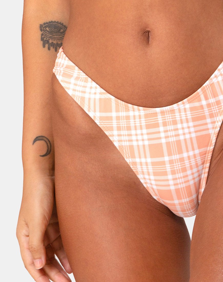 Image of Makida Bikini Bottom in Picnic Check Peach
