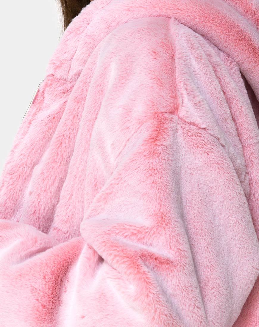 Image de la veste Emerson en fausse fourrure rose