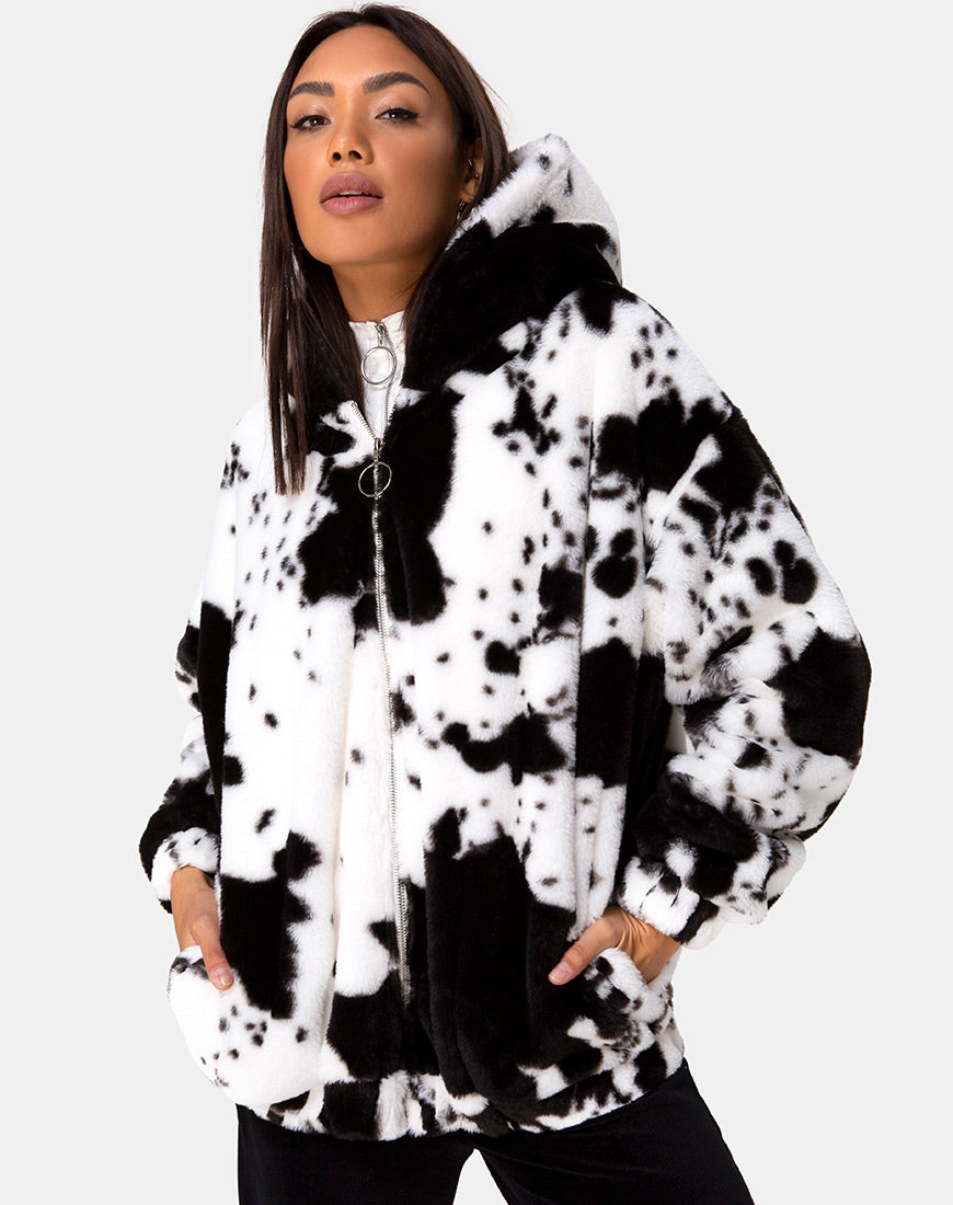 Image de la veste Emerson en peau de vache noir et blanc
