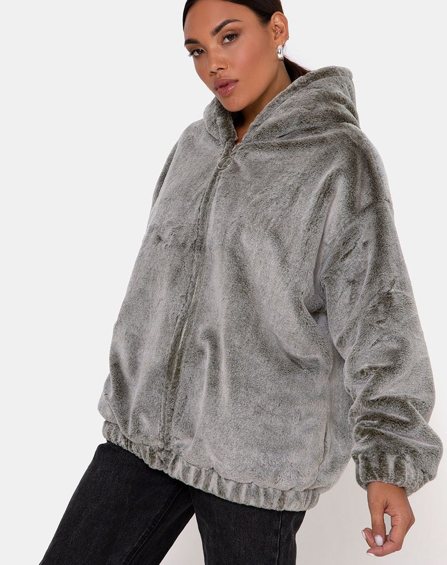 Veste Emerson en fausse fourrure grise