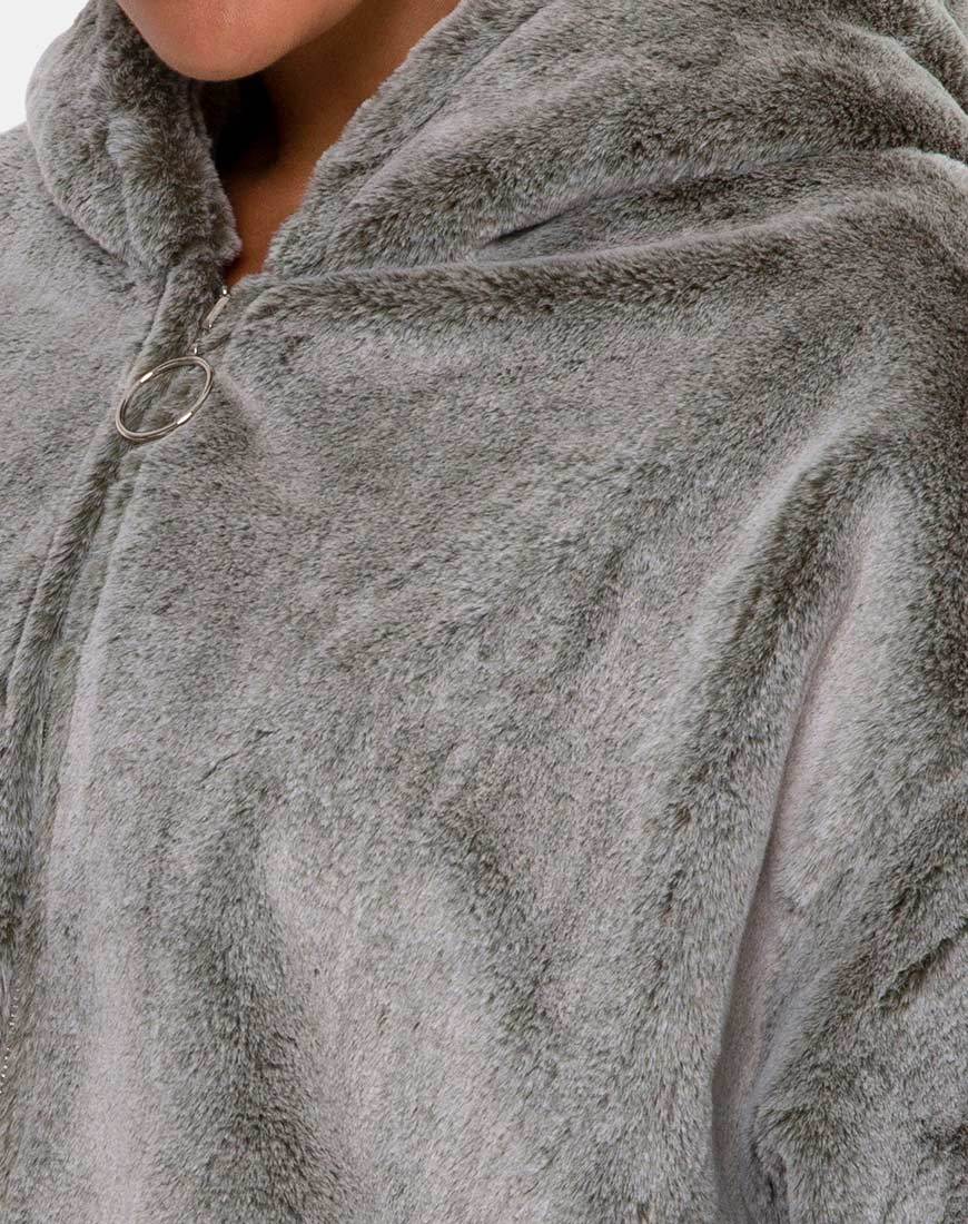 Image de la veste Emerson en fausse fourrure grise