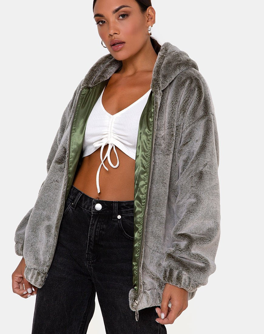 Veste Emerson en fausse fourrure grise