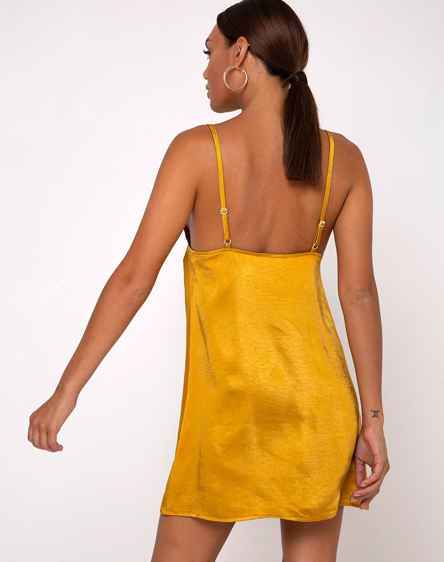 Image of Emilia Slip Dress in Satin Turmeric