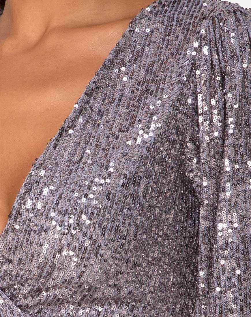 Image de Erina Longsleeve Top in Drape Net Silver