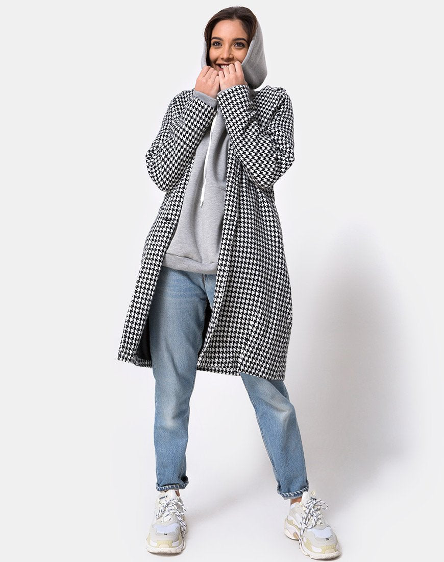 Image du manteau Ernest à carreaux pied-de-poule noir et blanc