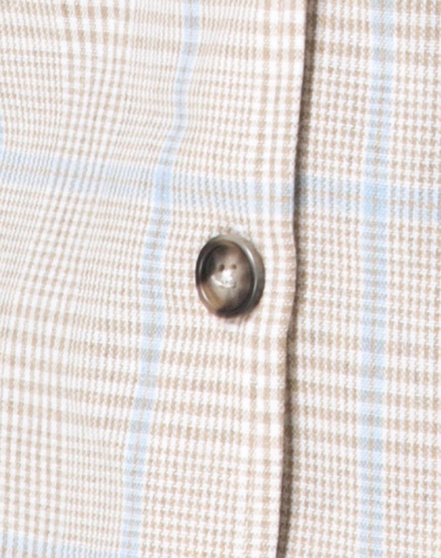 Image of Esana Slip Dress in Tonal Plaid Almond
