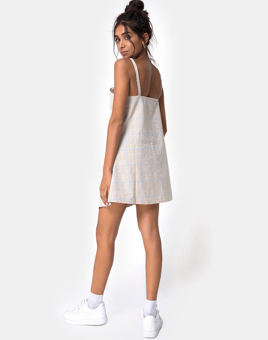 Image of Esana Slip Dress in Tonal Plaid Almond