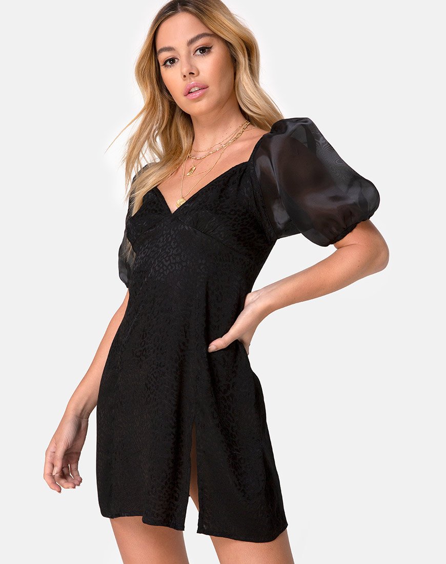 Robe Espera en satin Cheetah Black