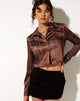 Image de la chemise Estara en satin marbré cacao