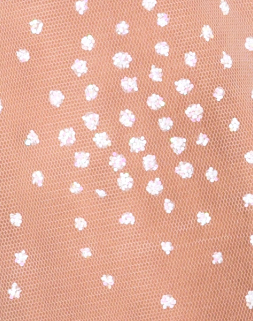 Image de Ether Longsleeve Top in White Glitter on Net White