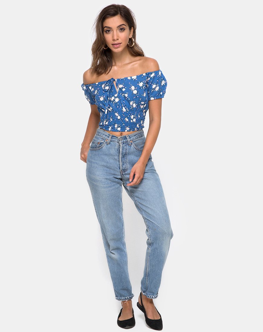 Image de Evane Crop Top in Soheila Floral Blue