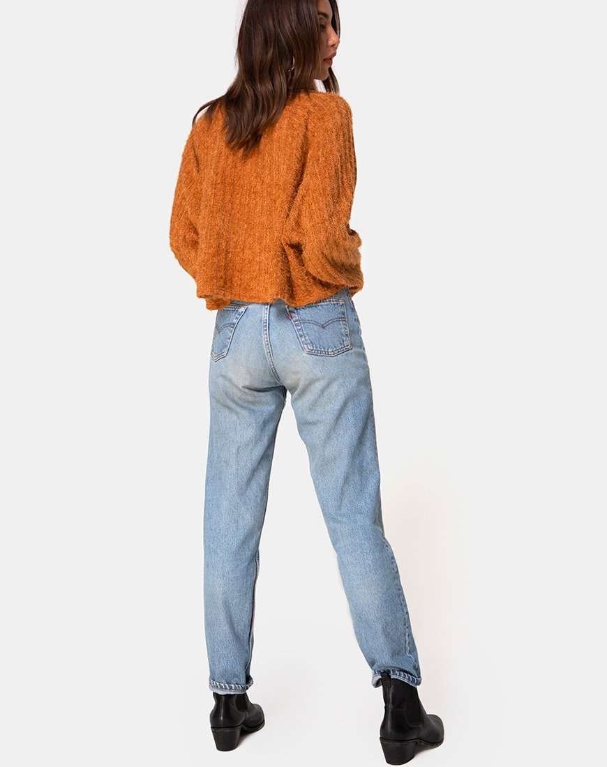 Image of Evie Cropped Sweatshirt in Rust Knit