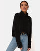 Image de Evie Cropped Sweatshirt in Chenille Black
