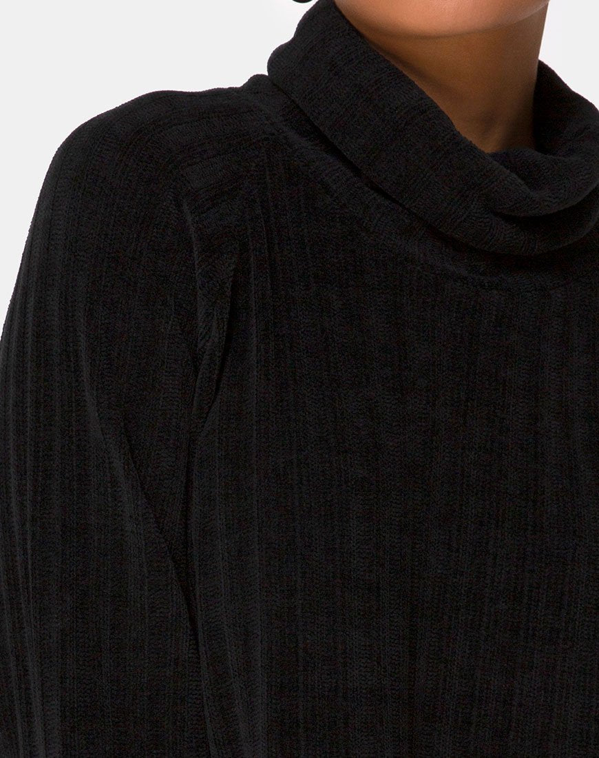 Image de Evie Cropped Sweatshirt in Chenille Black