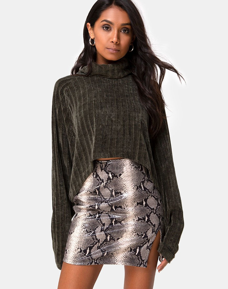 Image de Evie Cropped Sweater in Khaki Chenille