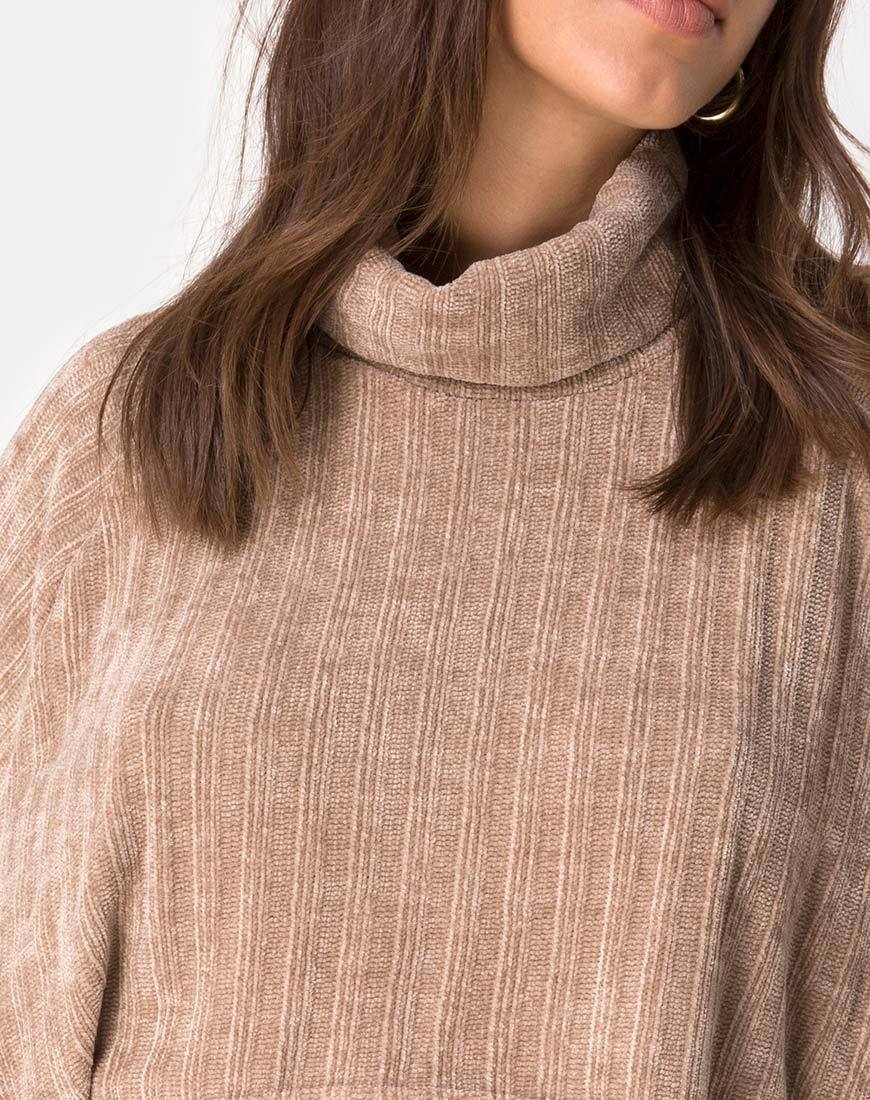 Image de Evie Cropped Sweatshirt in Chenille Tan