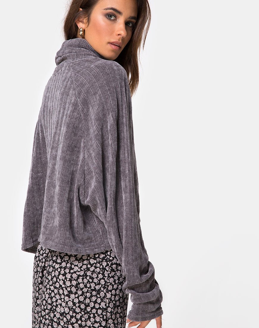 Image of Evie Cropped Sweatshirt in Chenille Grey