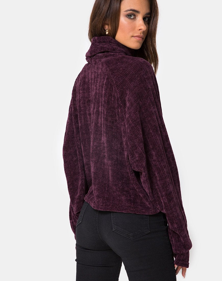 Image of Evie Cropped Sweatshirt in Chenille Plum