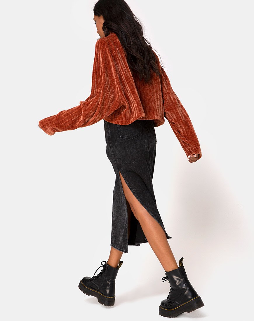 Image of Evie Cropped Sweater in Rust Chenille