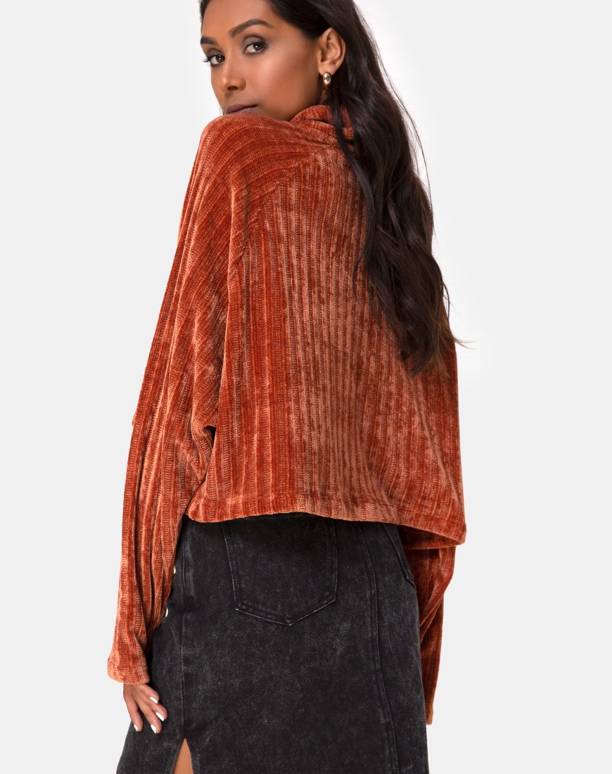 Evie Cropped Sweater, chenille rouille