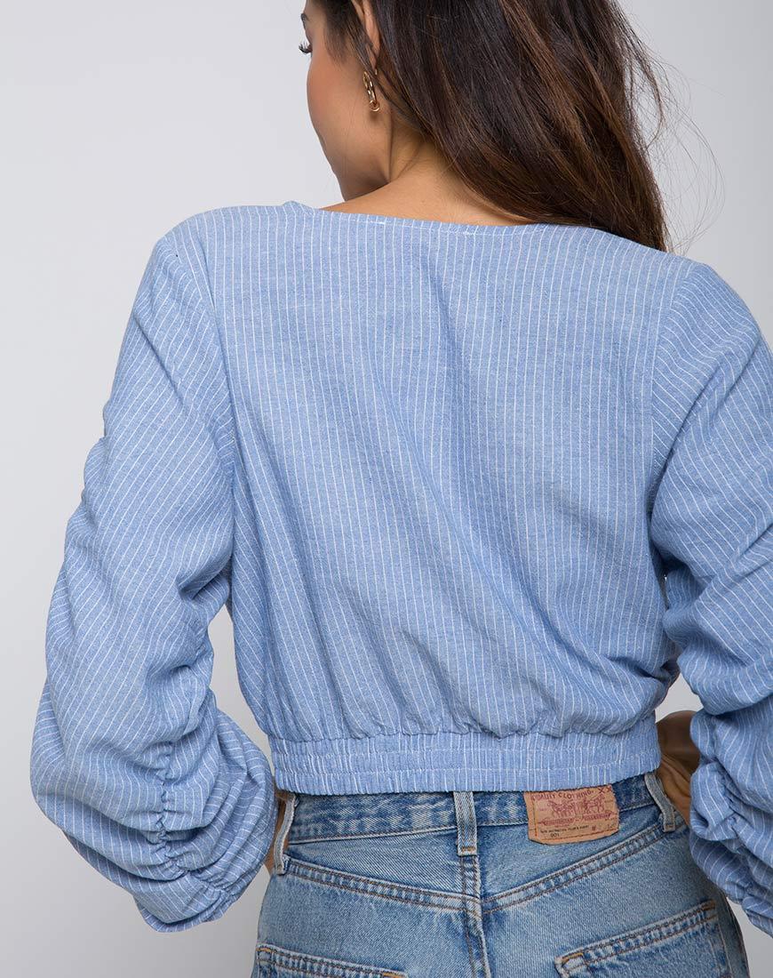 Chemisier enveloppant Evrilia, bleu rayé