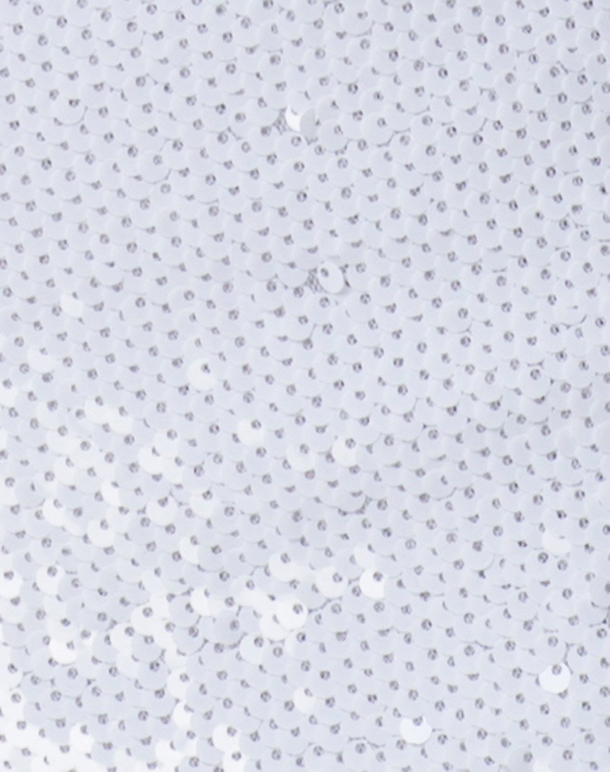 Image de la jupe Ewi en écailles de poisson à paillettes blanc mat
