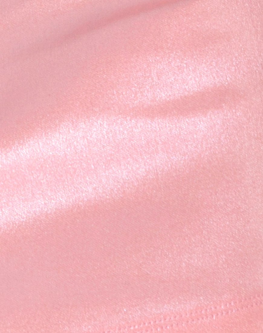 Image de la mini-jupe Ewi en rose bébé métallisé et scintillant
