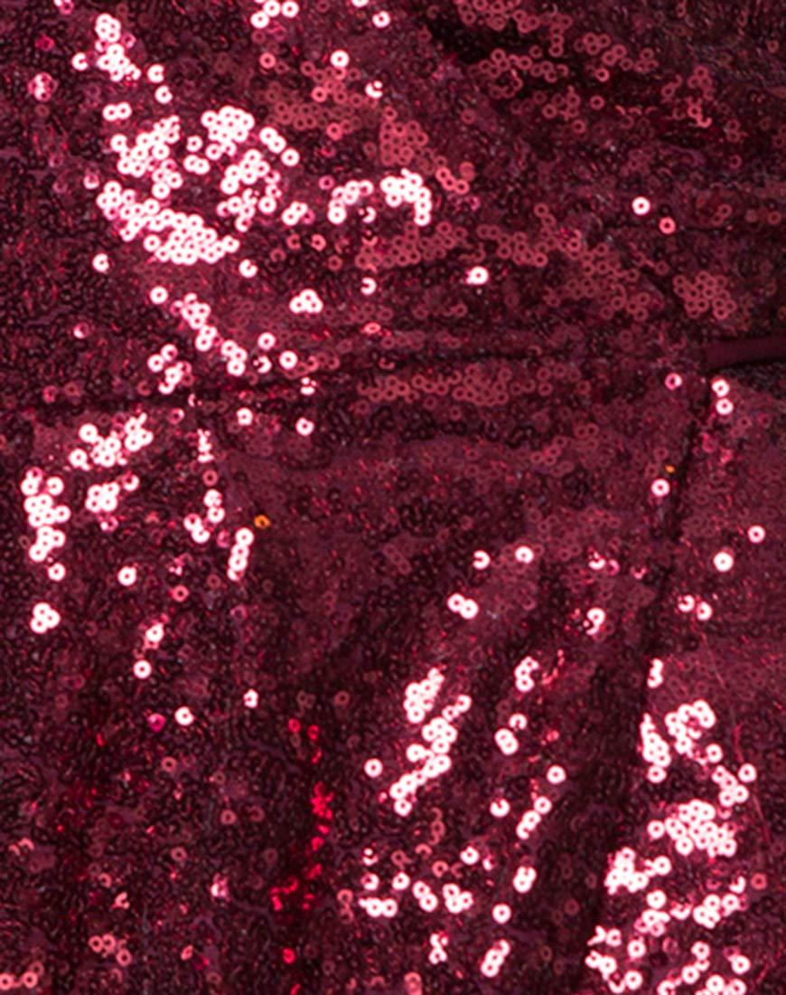 Image of Fabia Wrap Dress in Mini Sequin Burgundy