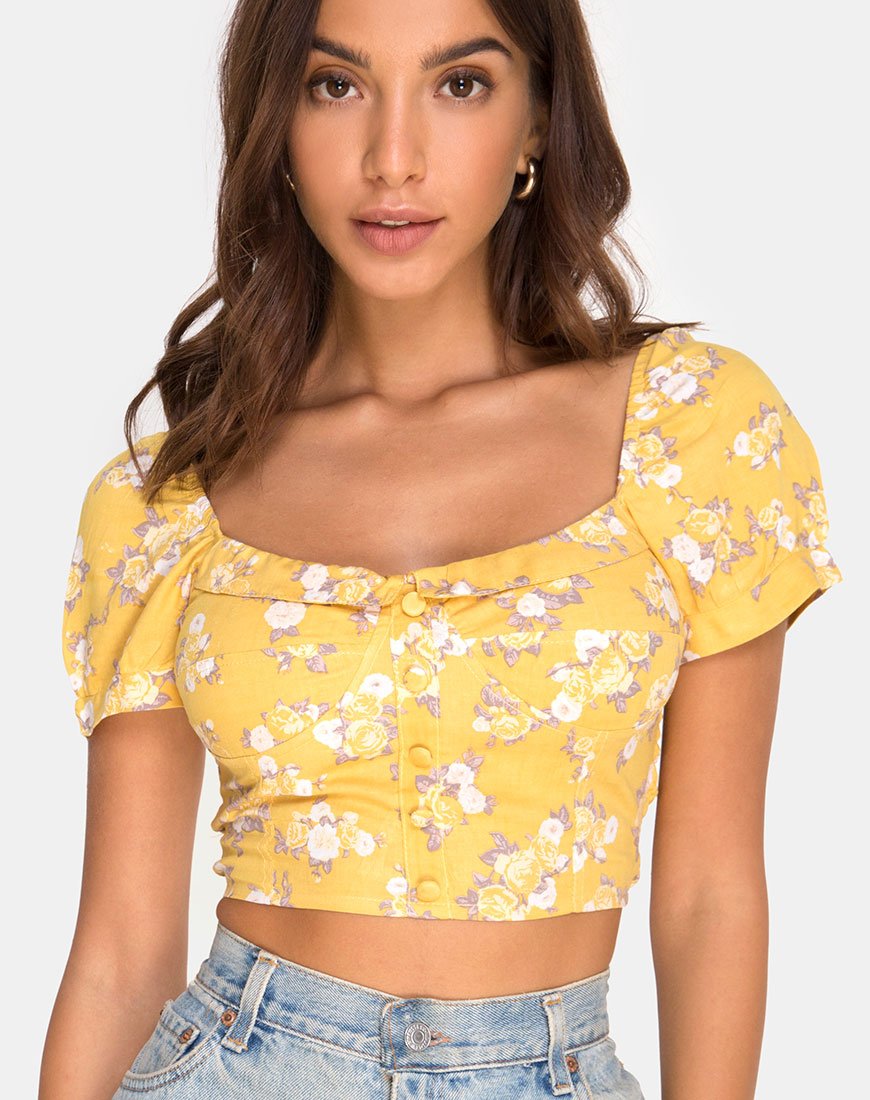 Image de Fahrani Top in Rose Bunch Yellow