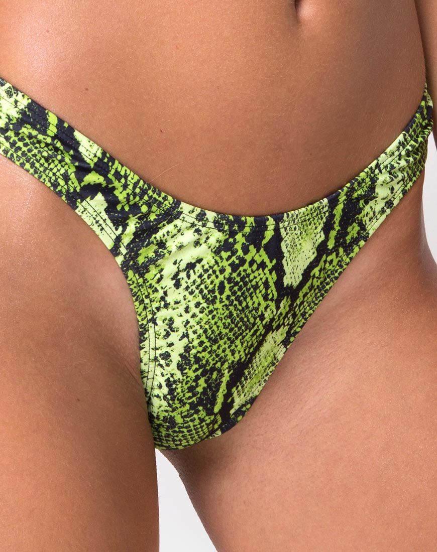Image de la culotte de bikini Farida en Slime Lime Snake