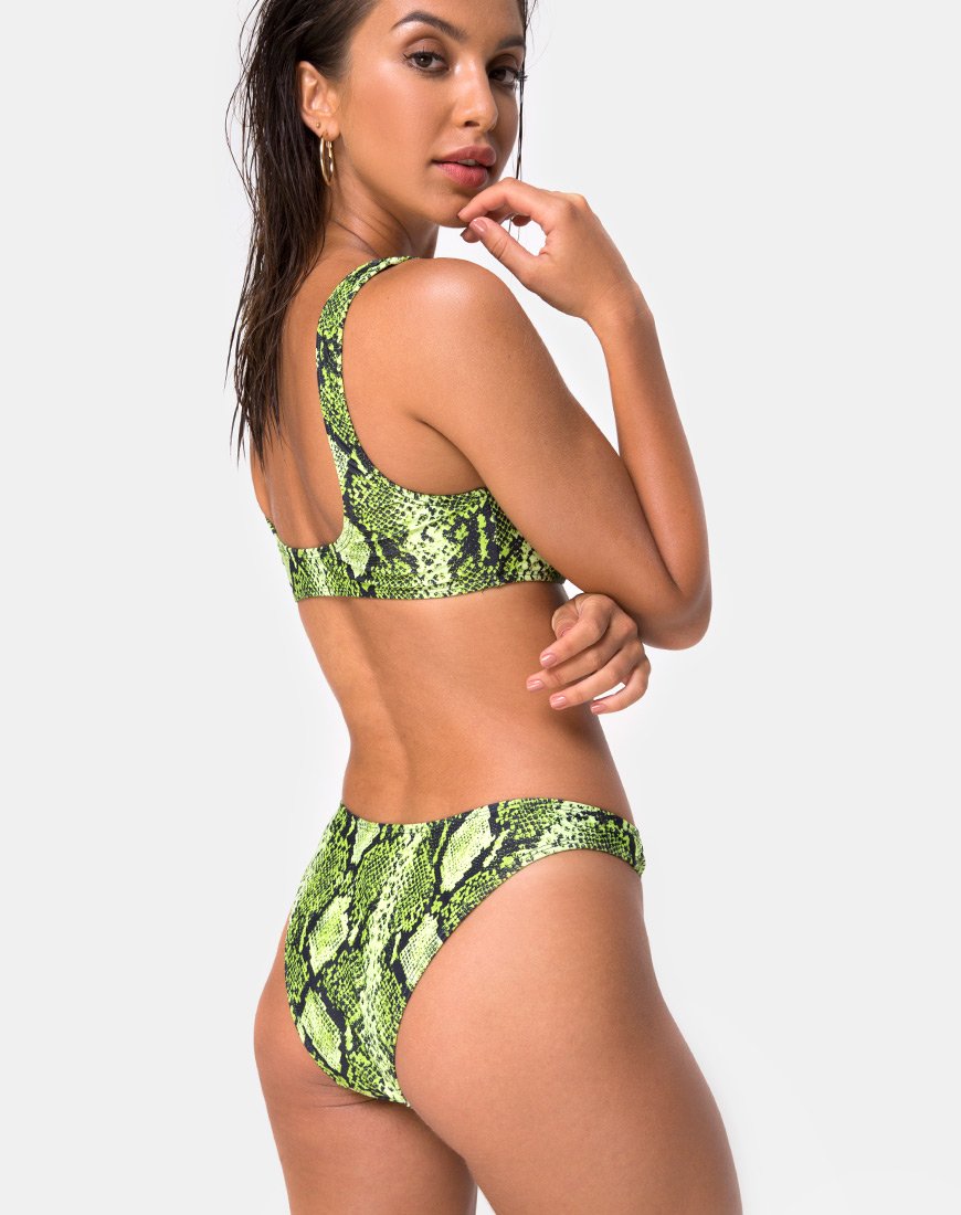 Image de la culotte de bikini Farida en Slime Lime Snake