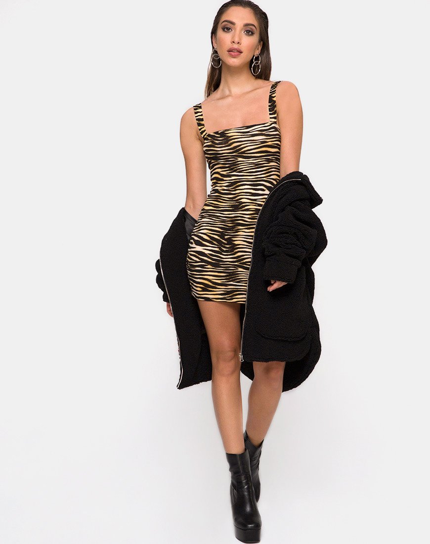 Image de Farlie Bodycon Dress in Zips Zebra Brown