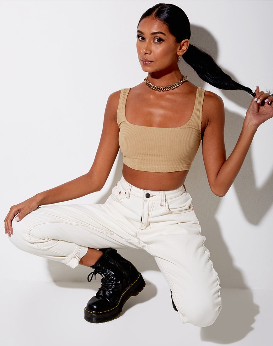 Image de Adela Crop Top in Rib Camel