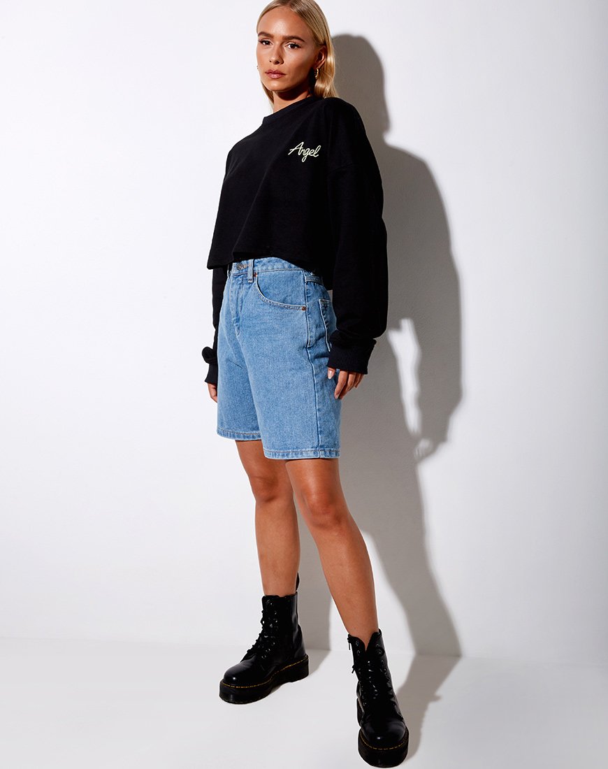 Image de Fawly Crop Top in Black Angel Embro in Neon Green