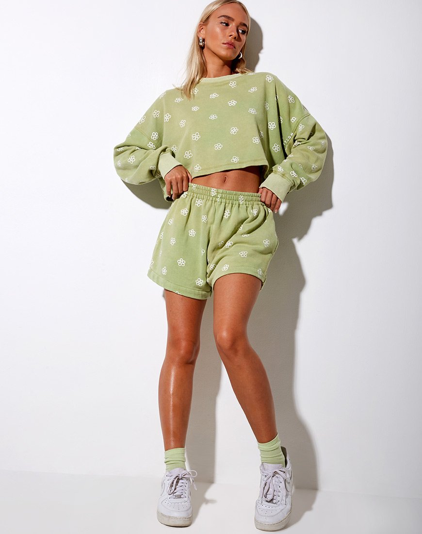 Image de Fawly Crop Top in Small Graffiti Flower Sage