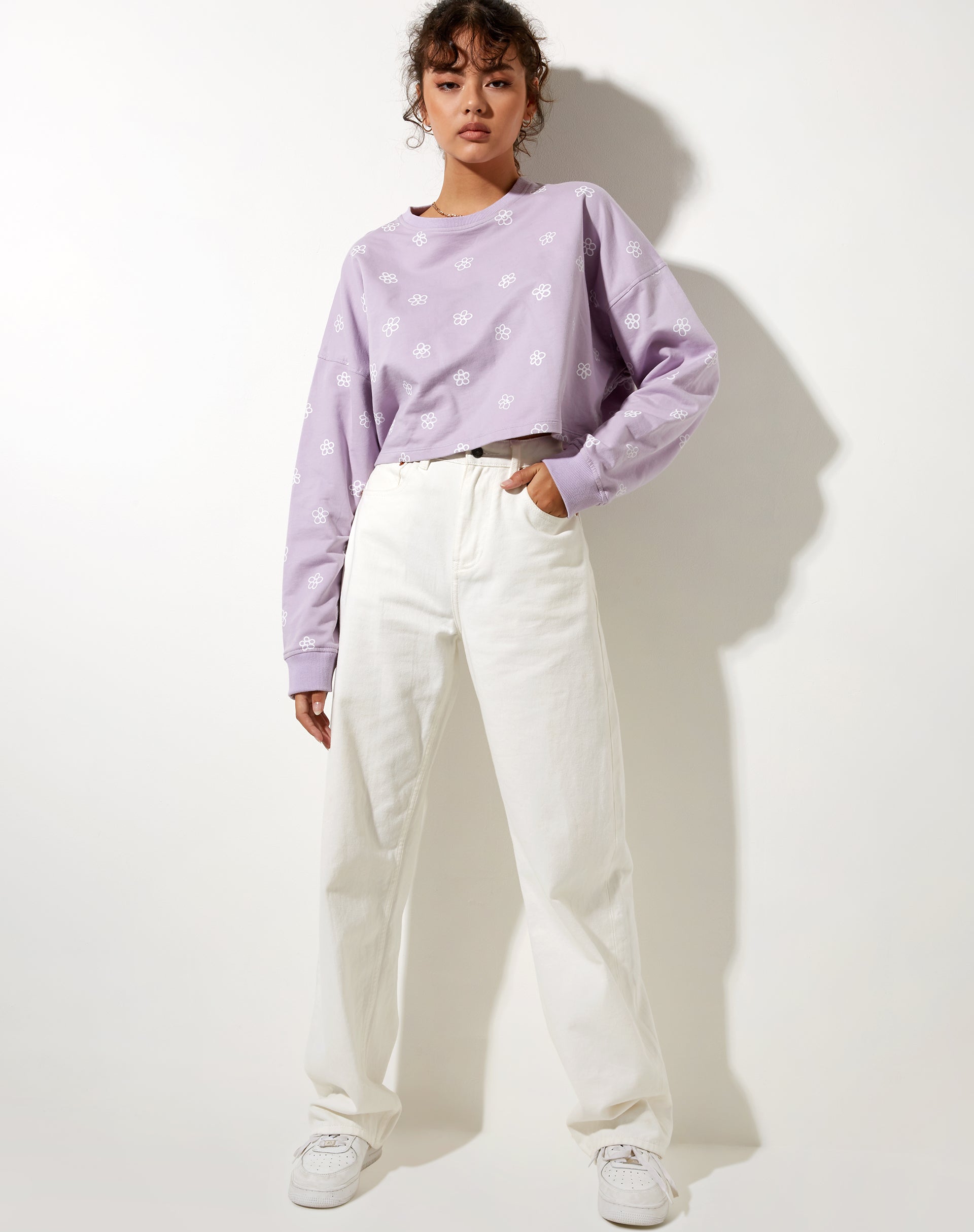Image de Fawly Crop Top in Small Graffiti Flower Lilac