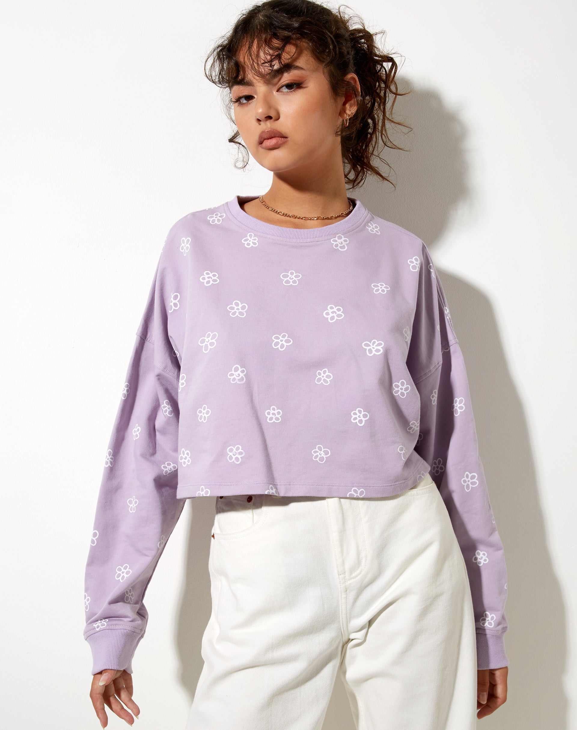 Image de Fawly Crop Top in Small Graffiti Flower Lilac
