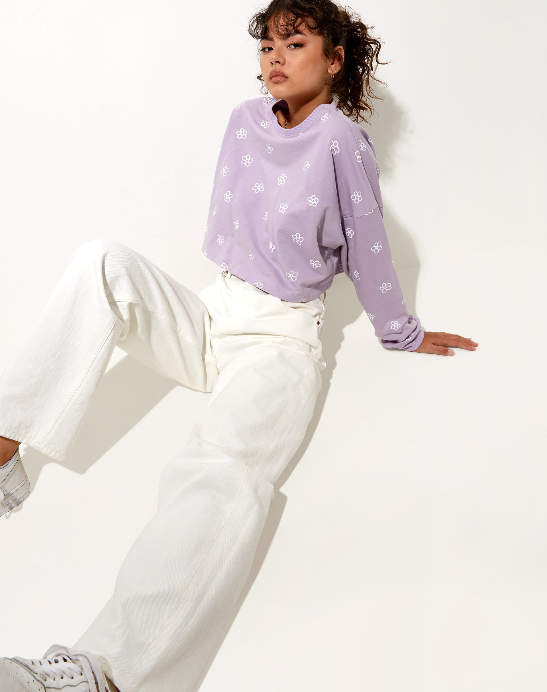 Image de Fawly Crop Top in Small Graffiti Flower Lilac