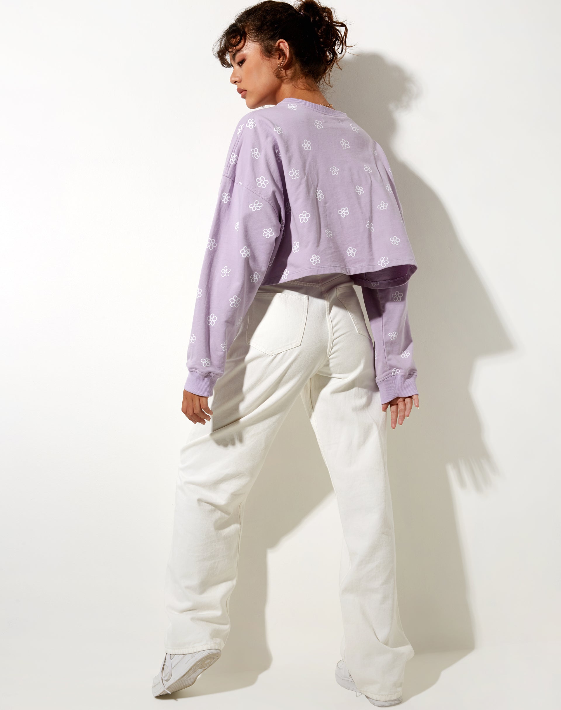 Image de Fawly Crop Top in Small Graffiti Flower Lilac