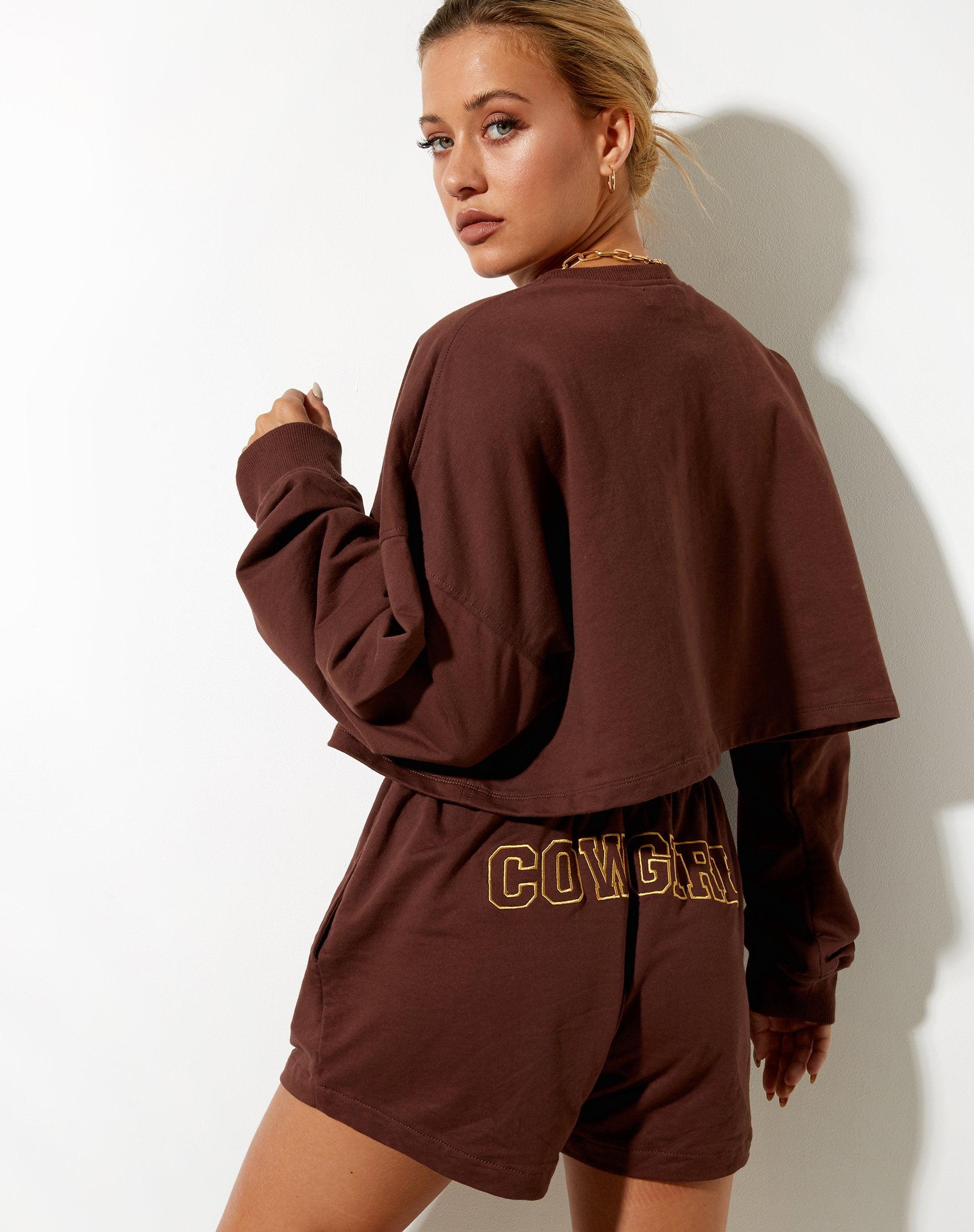 Image de Fawly Crop Top in Deep Mahogany Cowgirl Embro