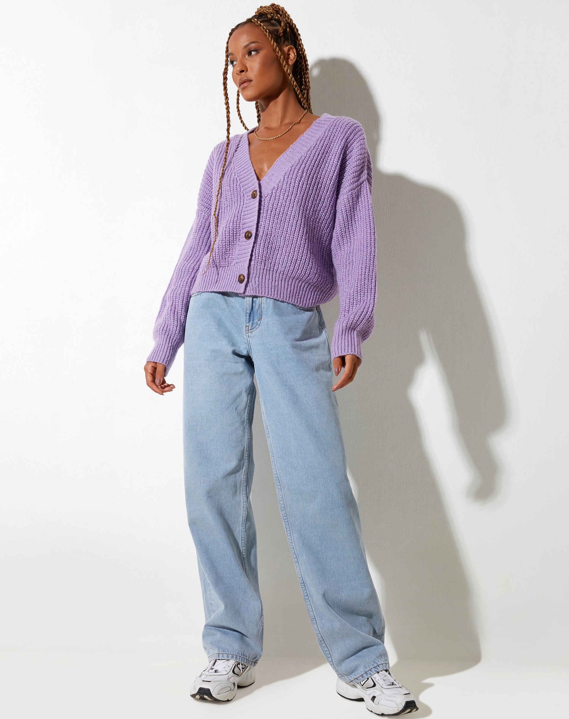 Image de Faya Cardigan en tricot violet