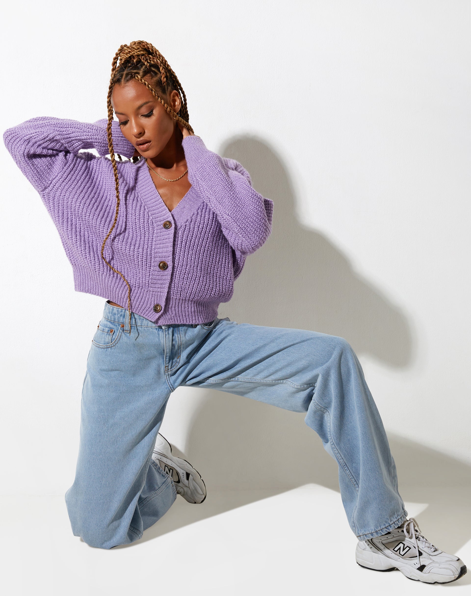 Image de Faya Cardigan en tricot violet