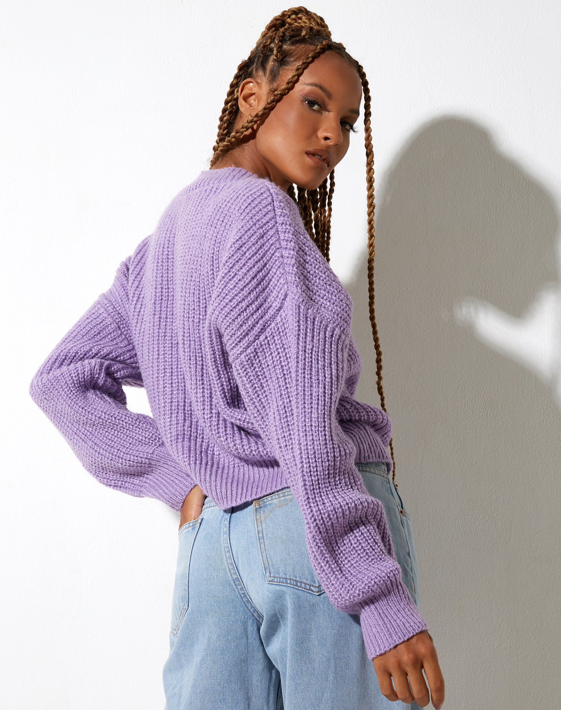 Image de Faya Cardigan en tricot violet
