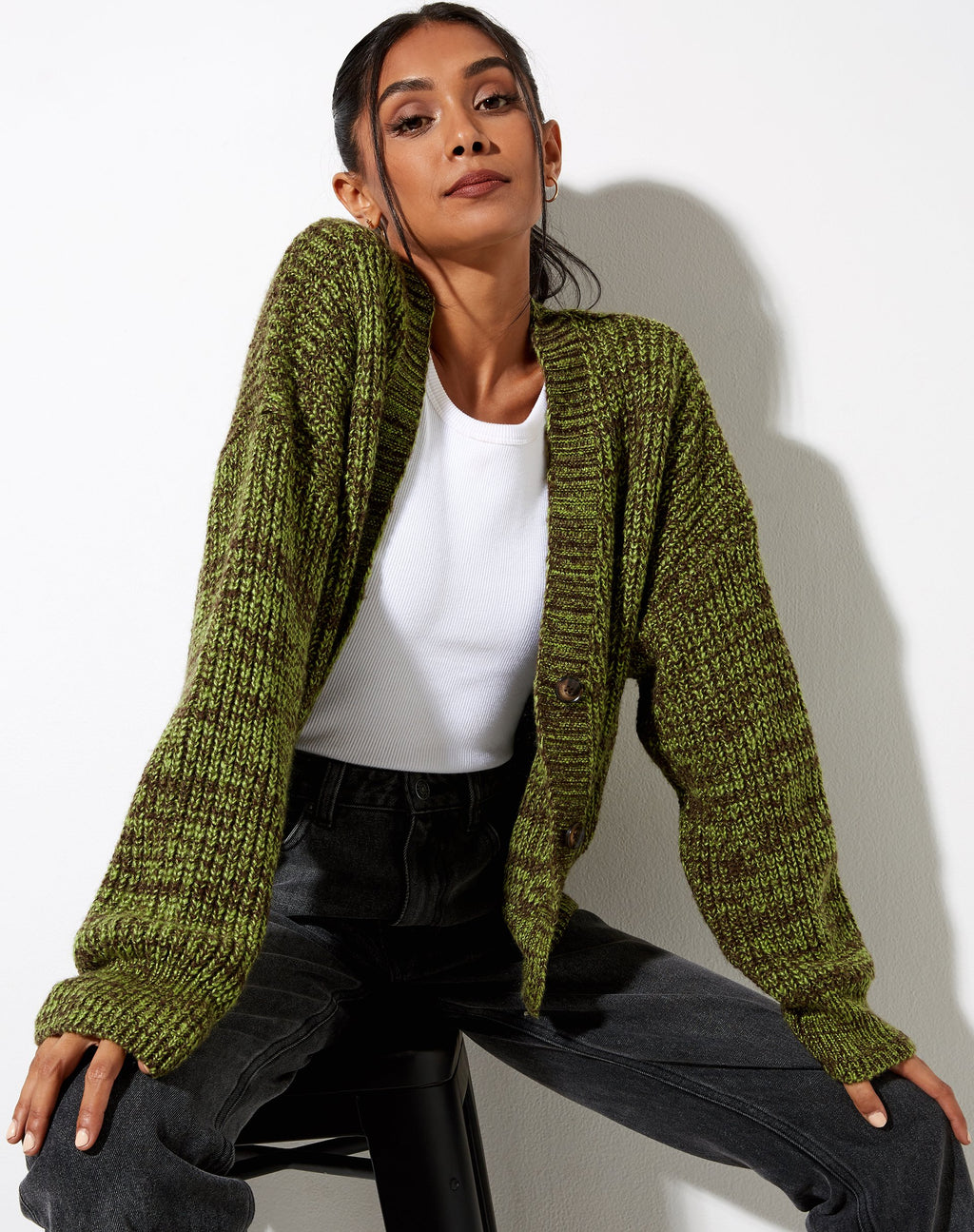 Cardigan Fia en noir et vert