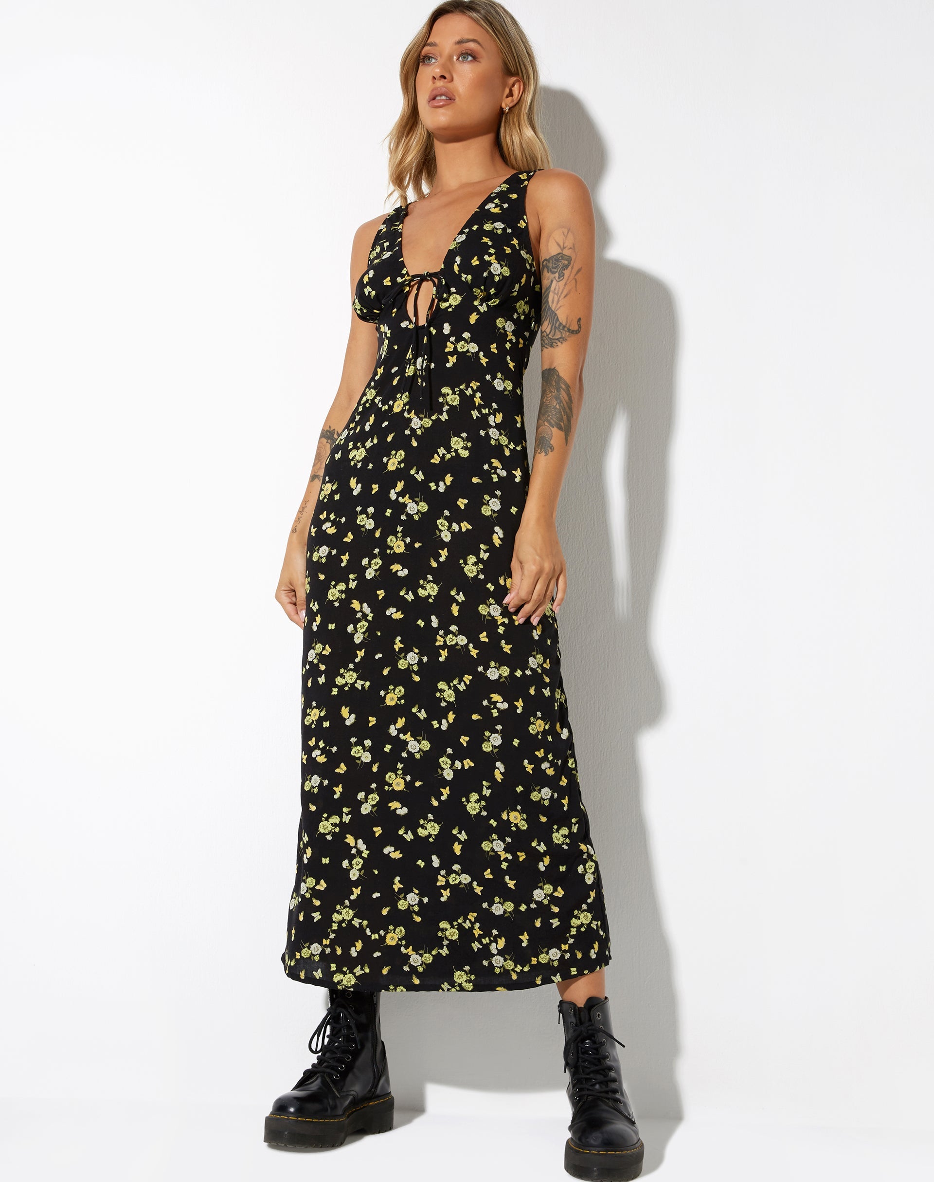 image de Fiaso Midi Dress in Lemon and Lime Black